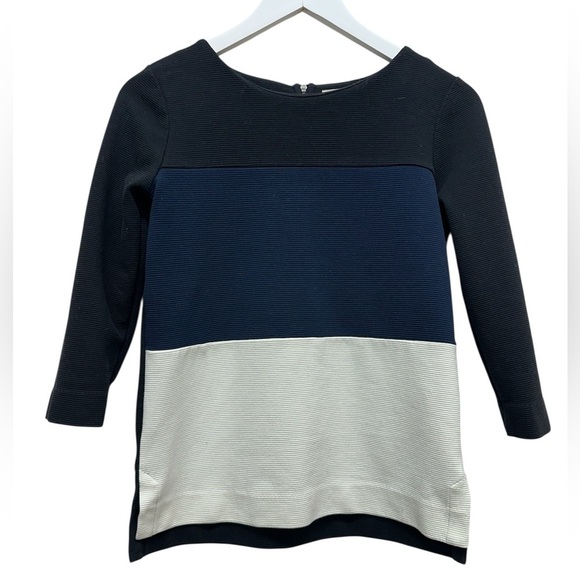 Madewell Tops - Madewell Ribbed Knit Top Colorblock Shirt XS Gallerist Ponte Back Zip 3/4 Sleeve